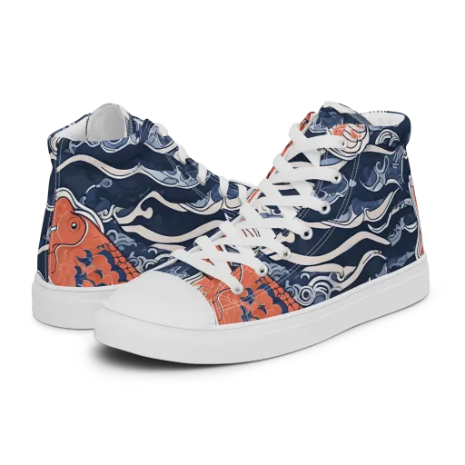 Vermilion Tide on a Women's High Top Canvas Shoes