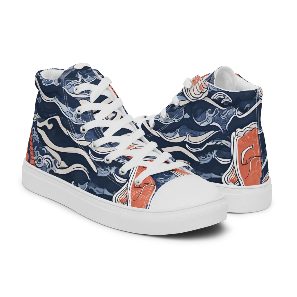Vermilion Tide on Women's High Top Canvas Shoes — Right