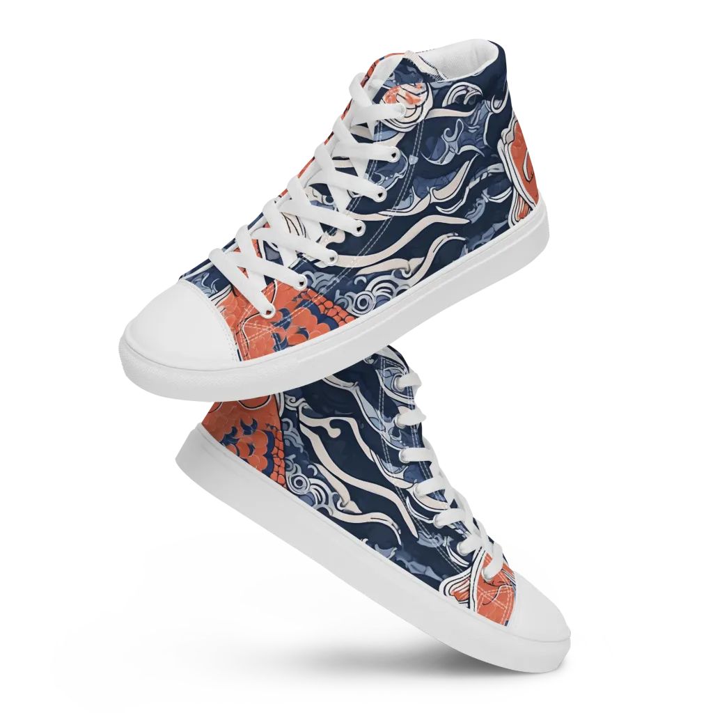Vermilion Tide on Women's High Top Canvas Shoes — Front