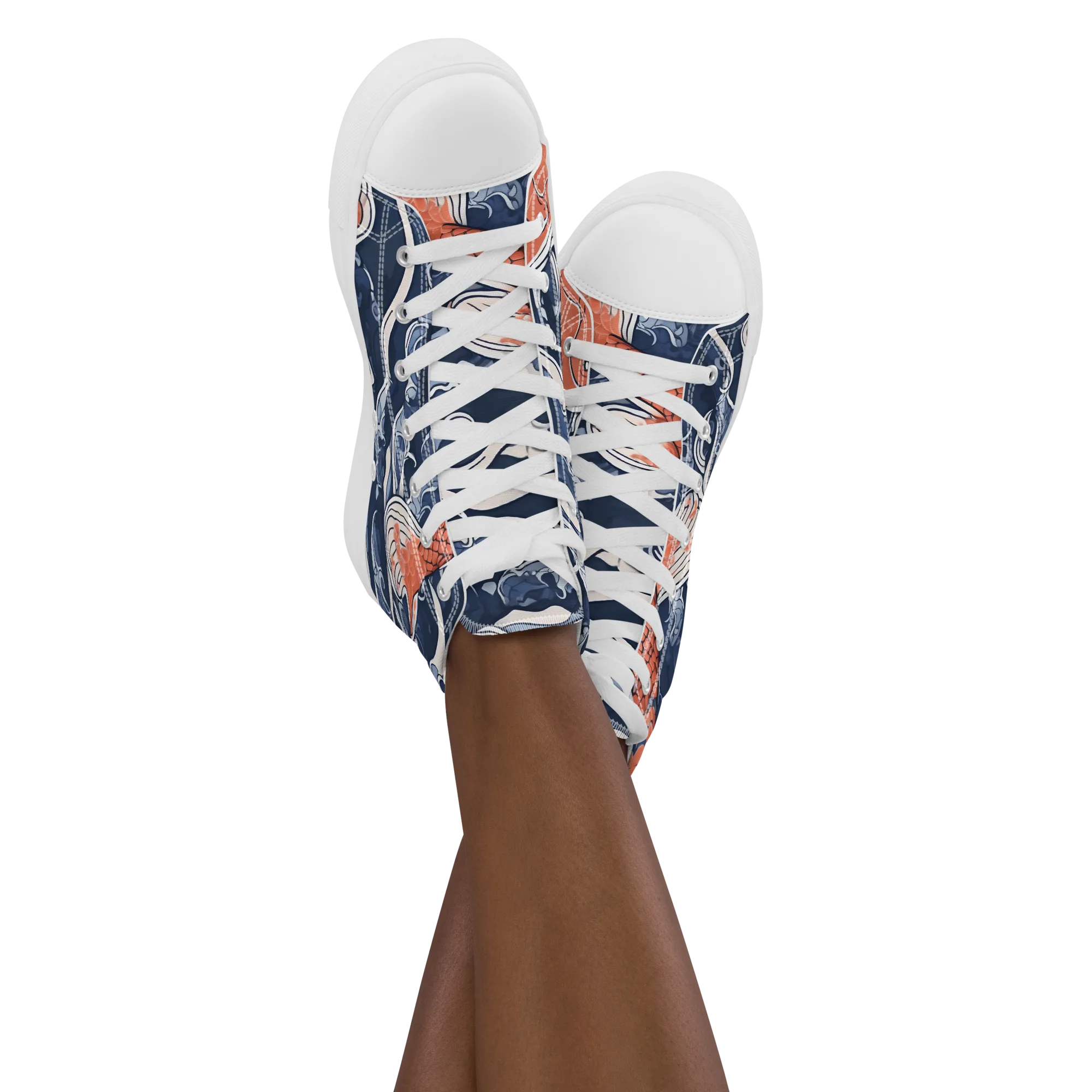 Vermilion Tide on Women's High Top Canvas Shoes — Front