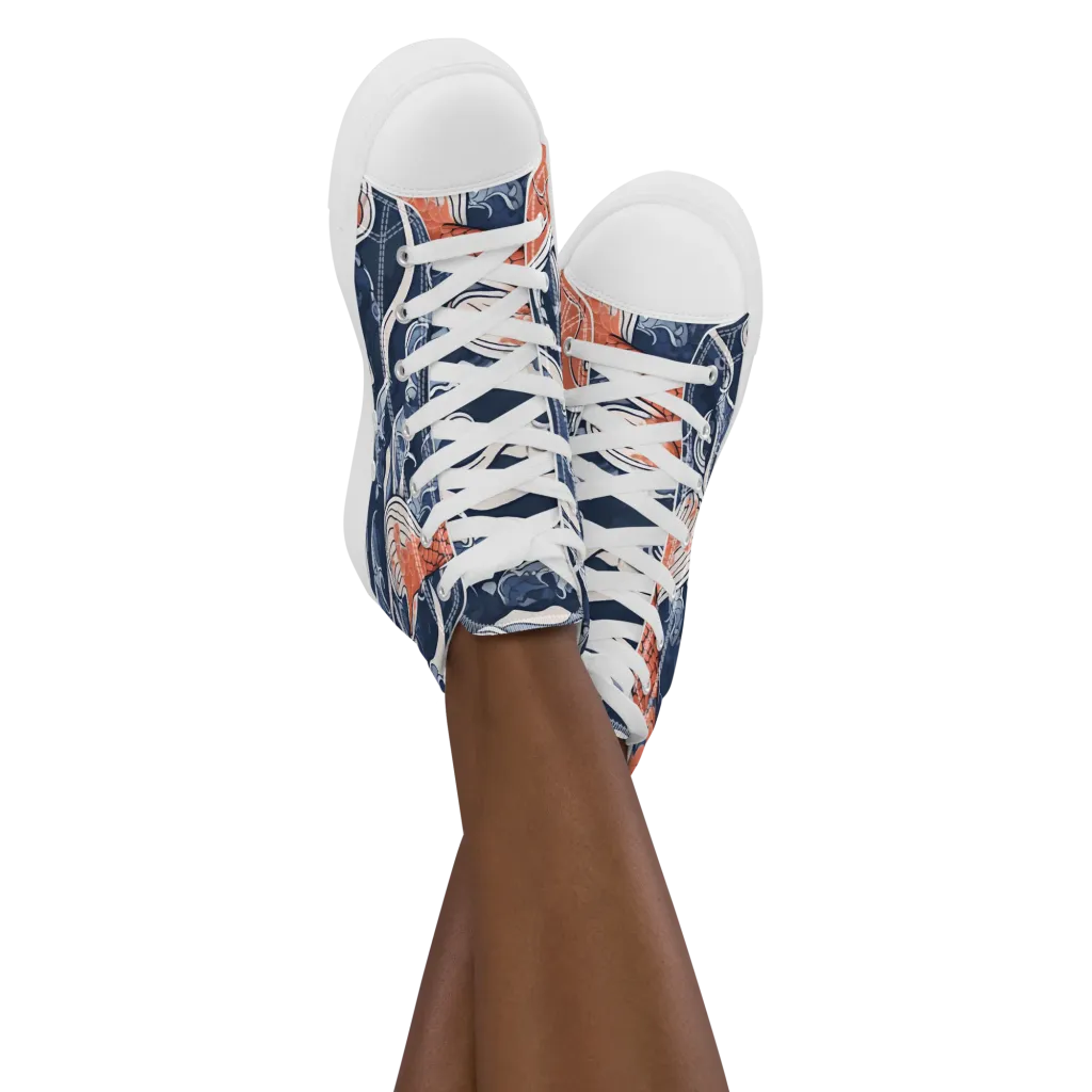 Vermilion Tide on Women's High Top Canvas Shoes — Front