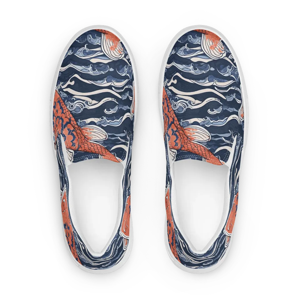 Vermilion Tide on Men's Slip-On Canvas Shoes — Front