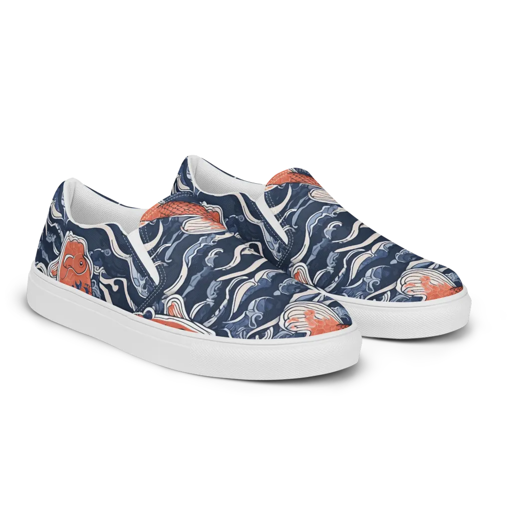 Vermilion Tide on Men's Slip-On Canvas Shoes — Right Front