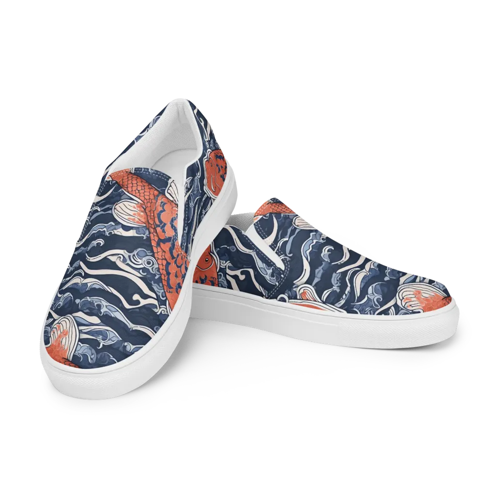 Vermilion Tide on Men's Slip-On Canvas Shoes — Left Front