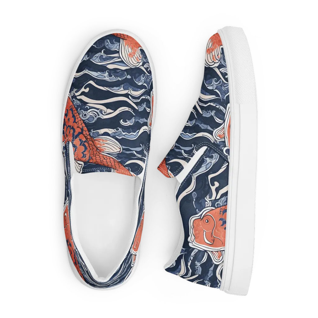 Vermilion Tide on Men's Slip-On Canvas Shoes — Front