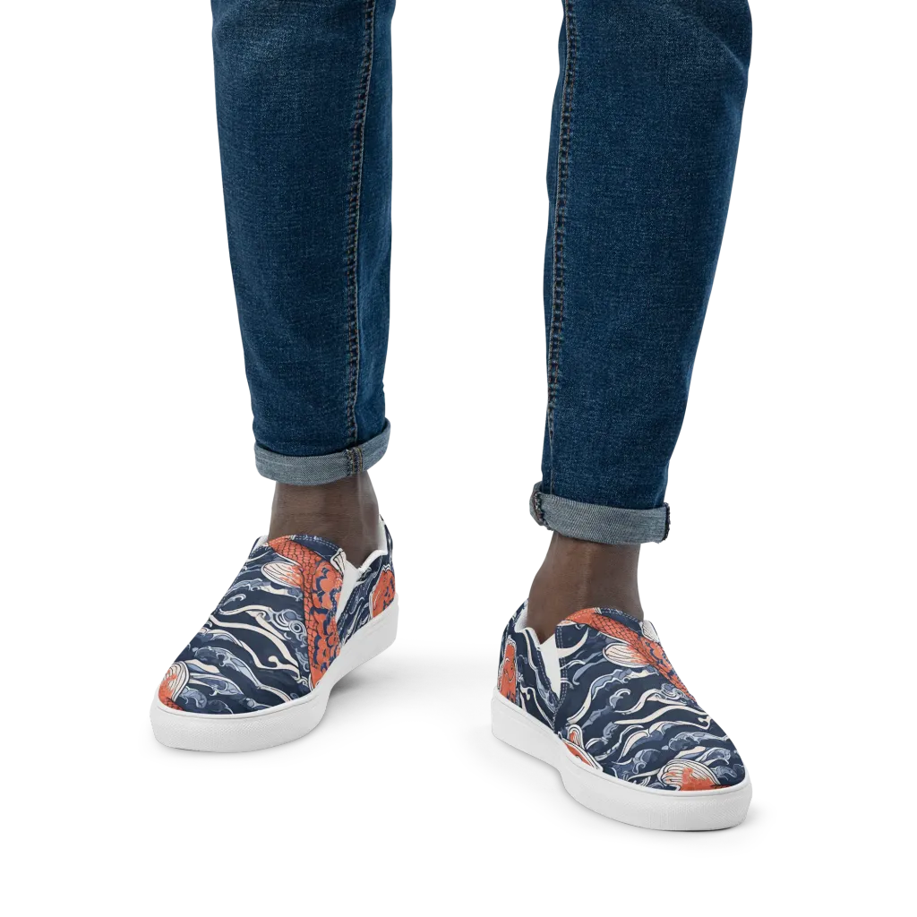 Vermilion Tide on Men's Slip-On Canvas Shoes — Front