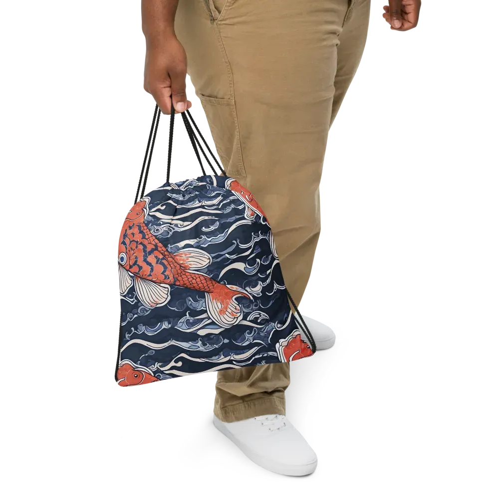 Vermilion Tide on Drawstring Bag — Front