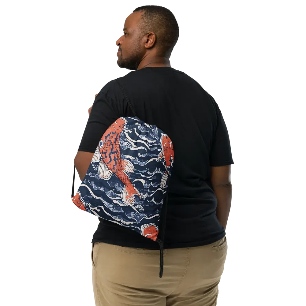 Vermilion Tide on Drawstring Bag — Front