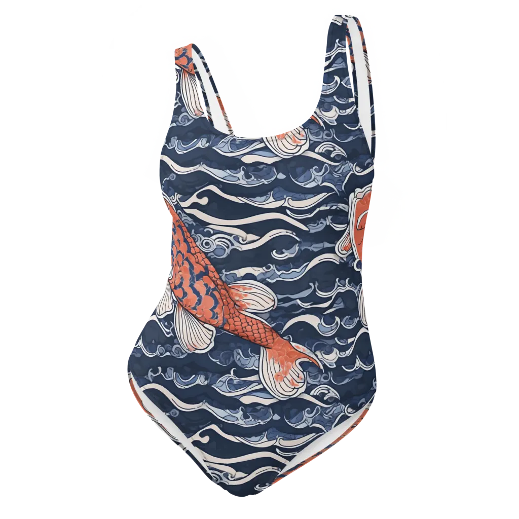 Vermilion Tide on One-Piece Swimsuit — Front