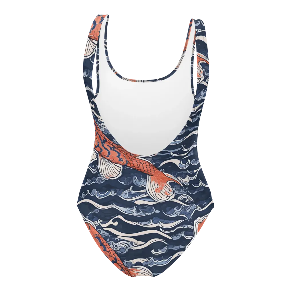Vermilion Tide on One-Piece Swimsuit — Back