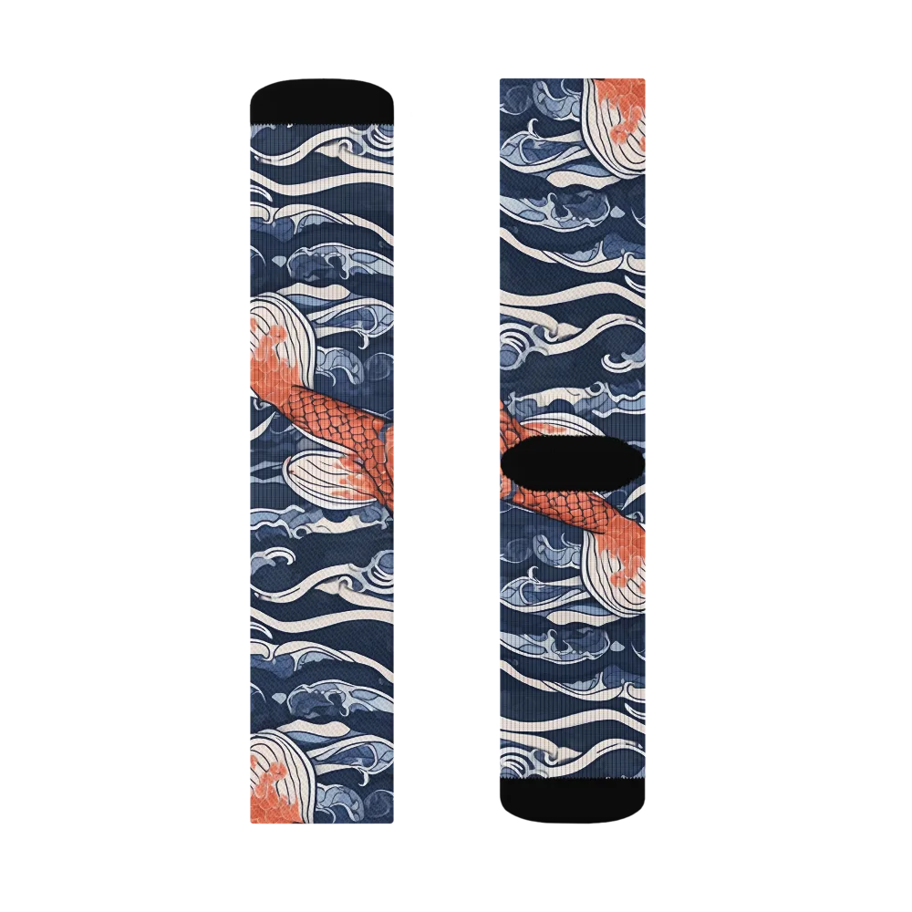Vermilion Tide on Socks — Left Sock