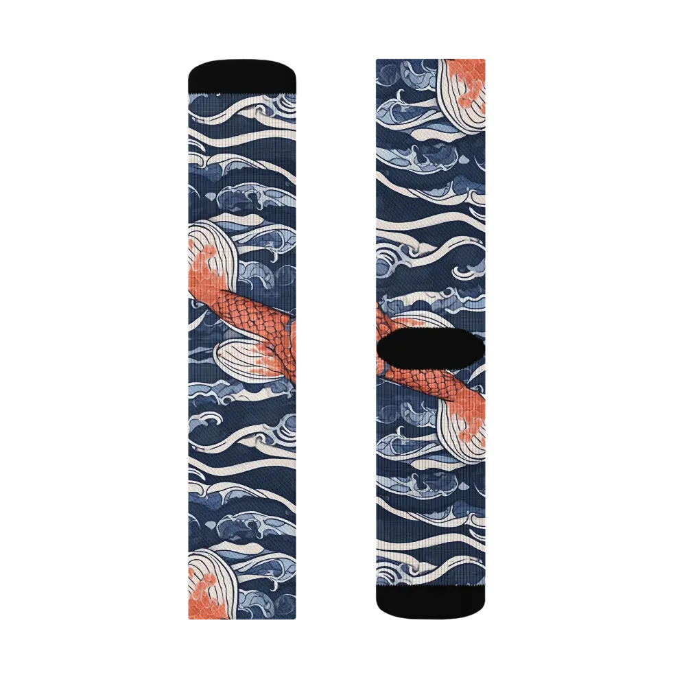 Vermilion Tide on Socks — Right Sock