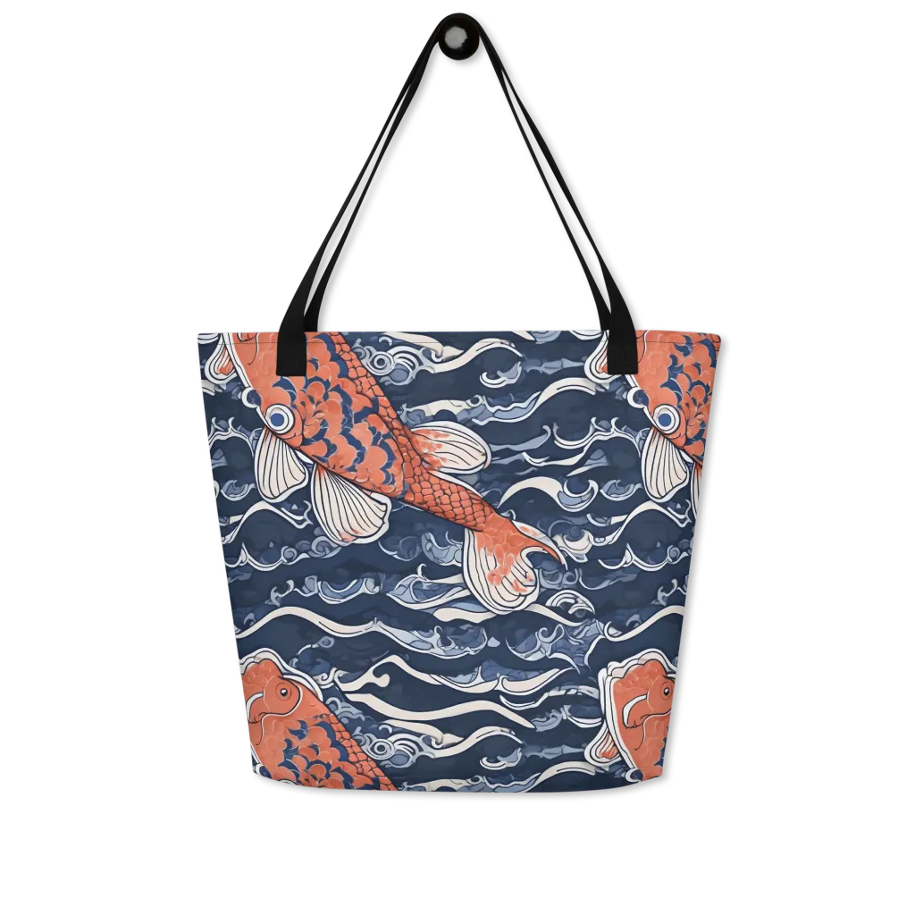 Vermilion Tide on Large Tote Bag W/ Pocket — Front