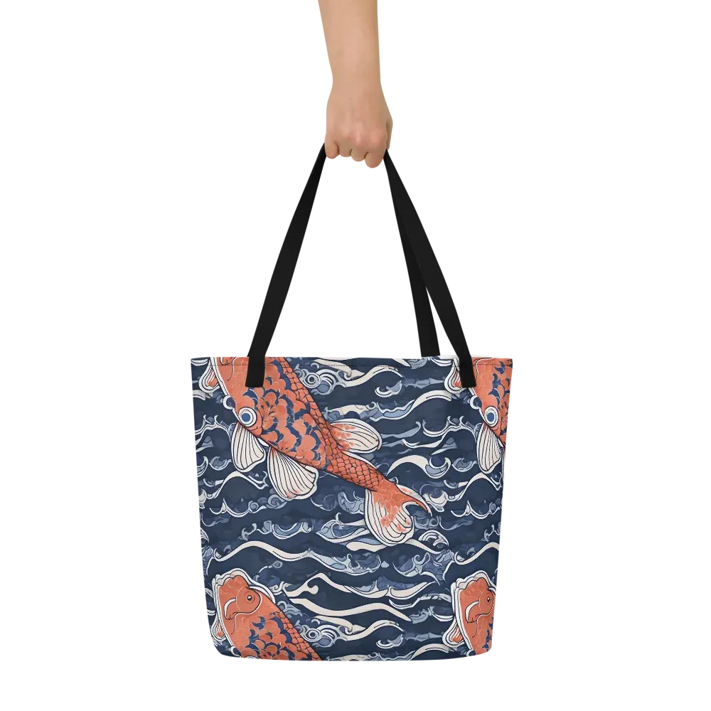 Vermilion Tide on Large Tote Bag W/ Pocket — Front