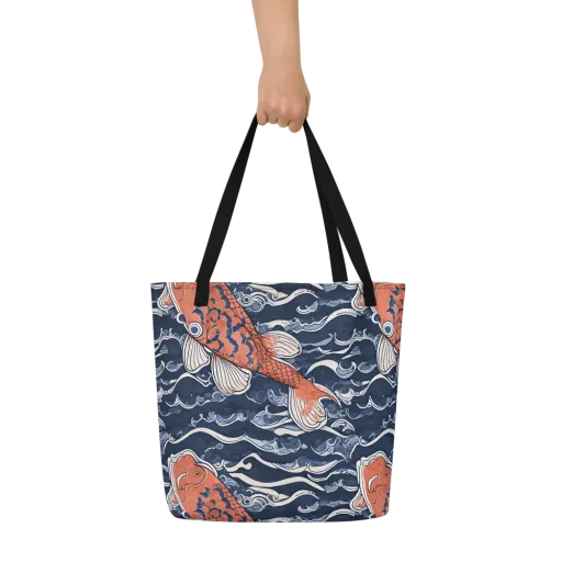 Vermilion Tide on a Large Tote Bag W/ Pocket