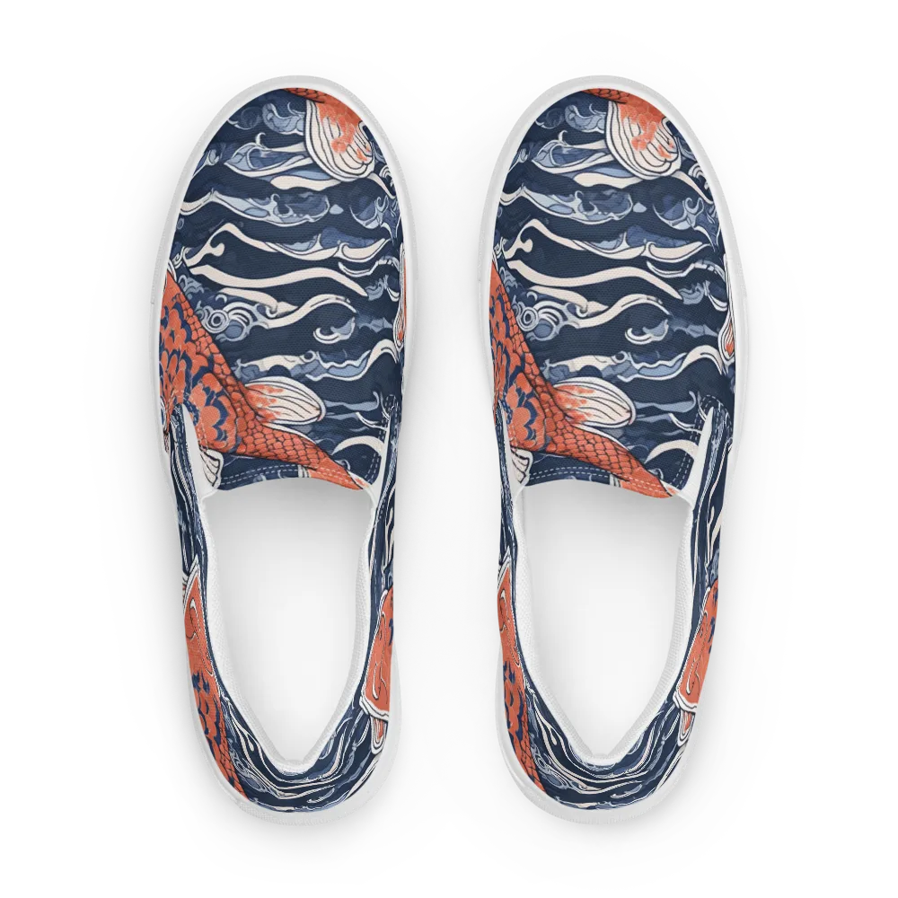 Vermilion Tide on Women's Slip-On Canvas Shoes — Front