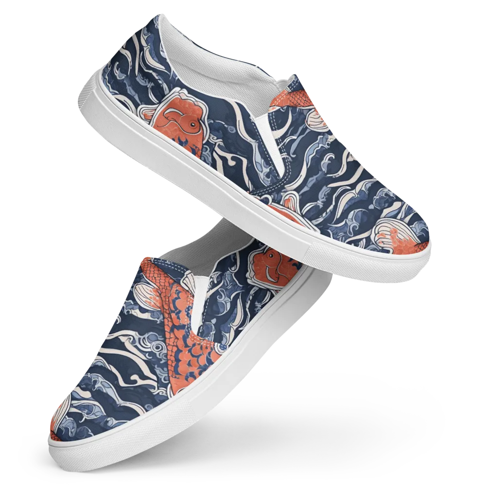 Vermilion Tide on Women's Slip-On Canvas Shoes — Front