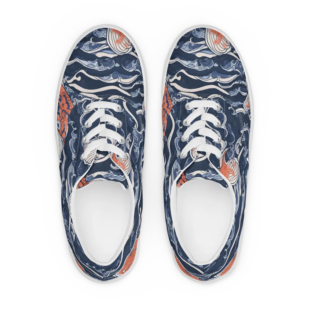 Vermilion Tide on Men's Lace-Up Canvas Shoes — Front