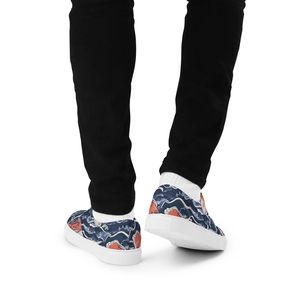 Vermilion Tide on Men's Lace-Up Canvas Shoes — Back