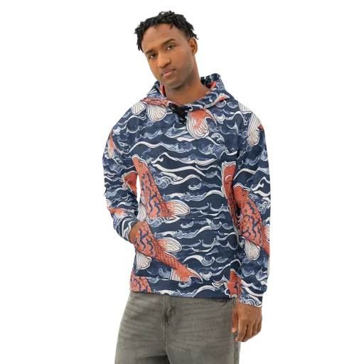 Vermilion Tide on a Cotton Hoodie