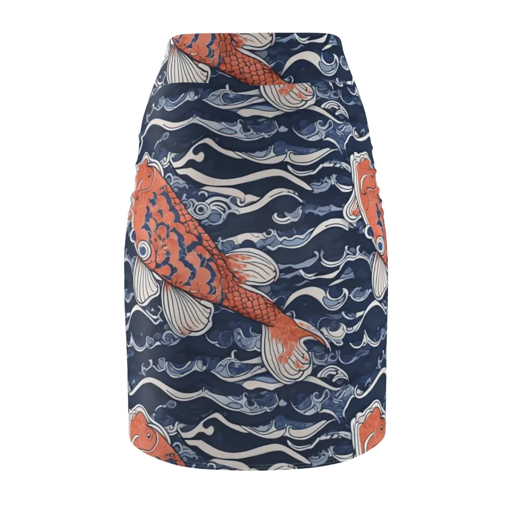 Vermilion Tide on Pencil Skirt — Back