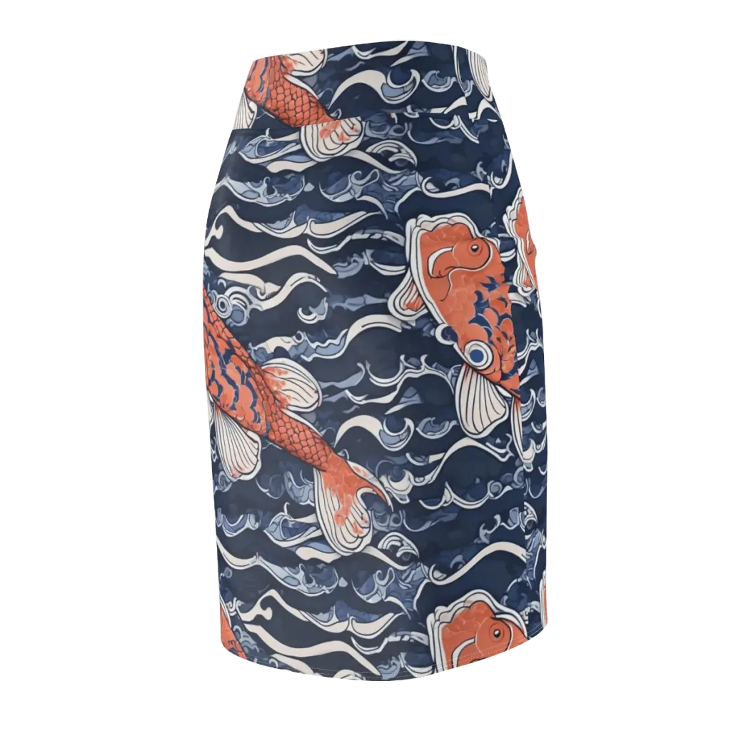 Vermilion Tide on Pencil Skirt — Back Side