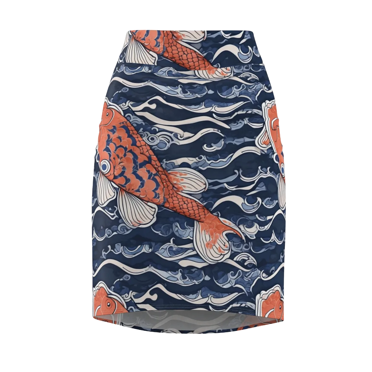 Vermilion Tide on Pencil Skirt — Front