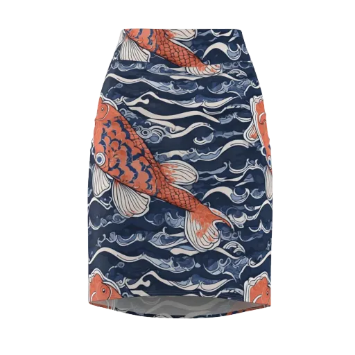 Vermilion Tide on a Pencil Skirt