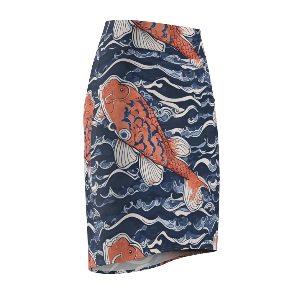 Vermilion Tide on Pencil Skirt — Front Side