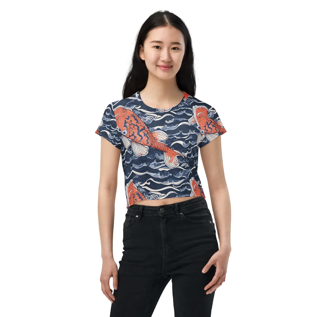 Vermilion Tide on Crop Tee — Front