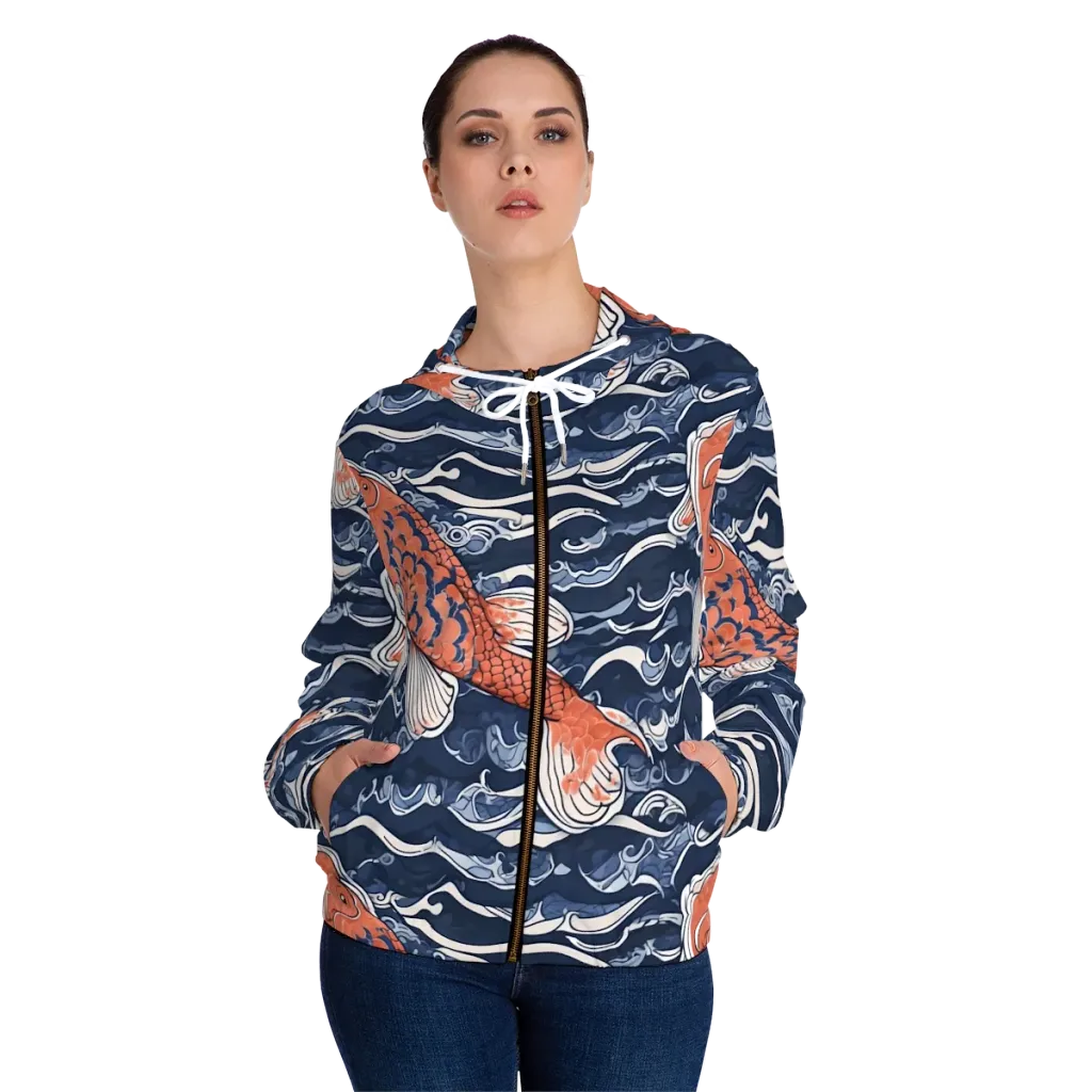 Vermilion Tide on Women's Full-Zip Hoodie — Front On Person