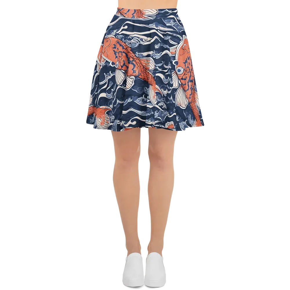 Vermilion Tide on Skater Skirt — Front