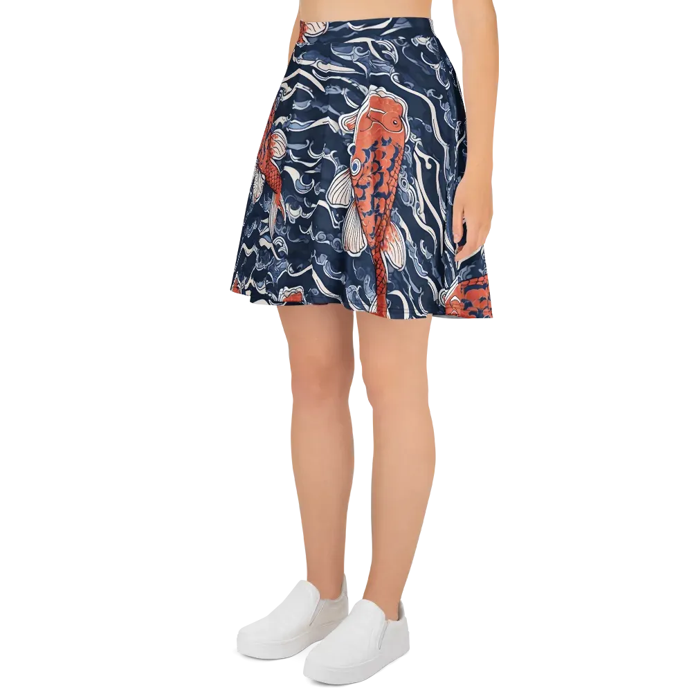 Vermilion Tide on Skater Skirt — Left