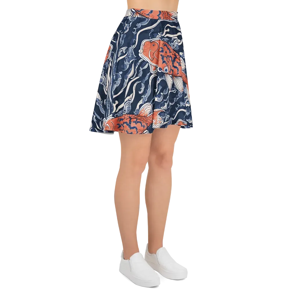Vermilion Tide on Skater Skirt — Right