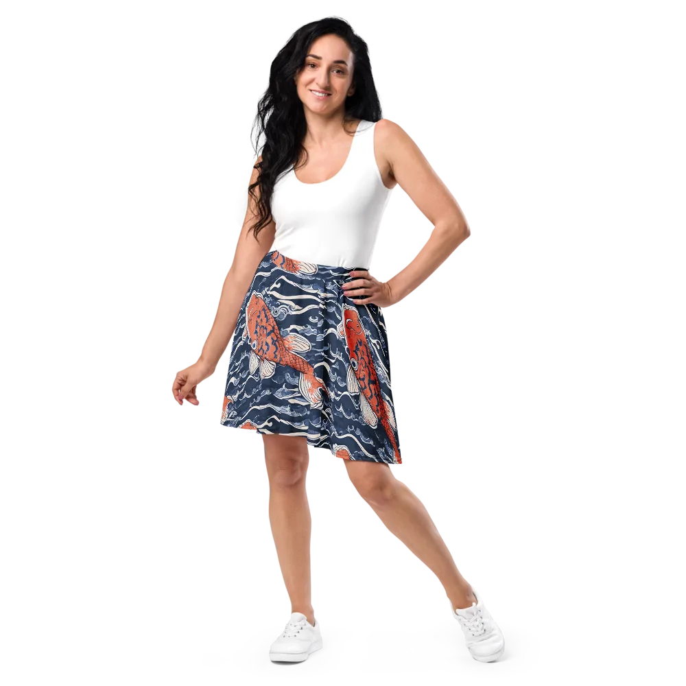 Vermilion Tide on Skater Skirt — Front