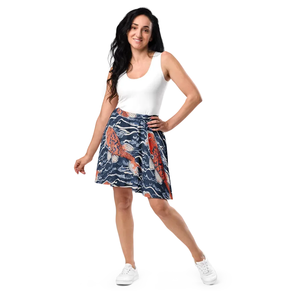 Vermilion Tide on Skater Skirt — Front