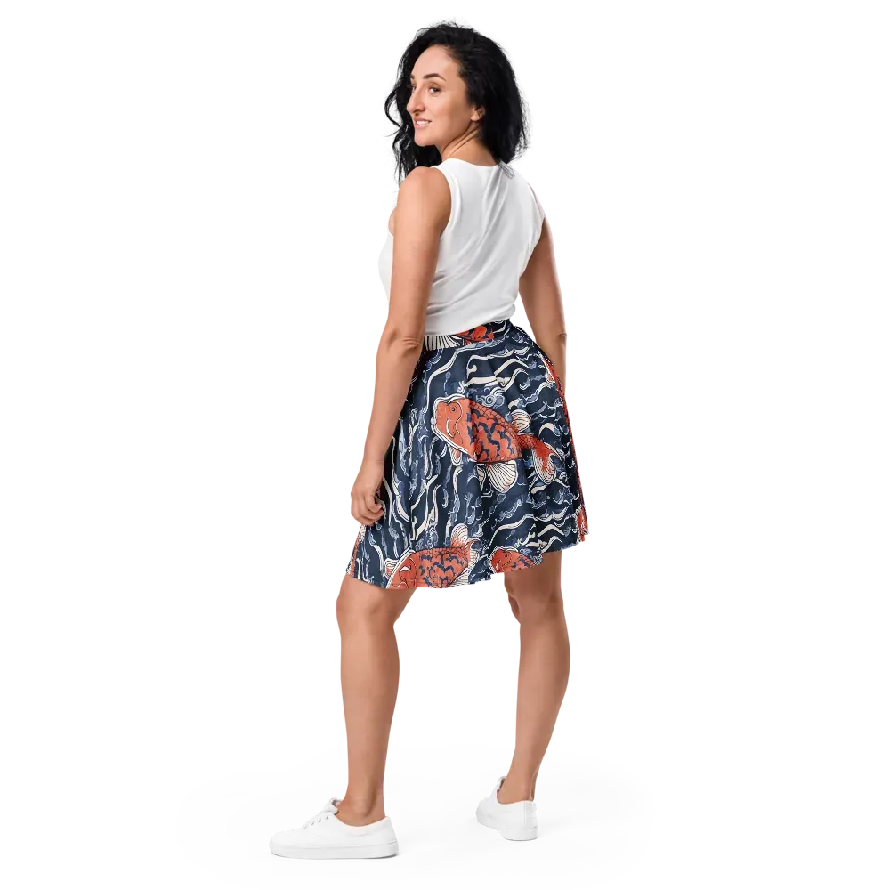Vermilion Tide on Skater Skirt — Back