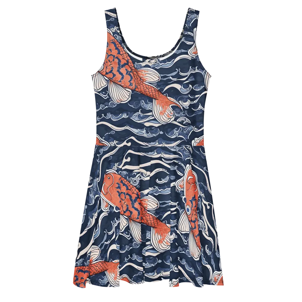 Vermilion Tide on Skater Dress — Front