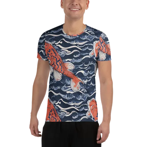 Vermilion Tide on a Men's Athletic T-Shirt