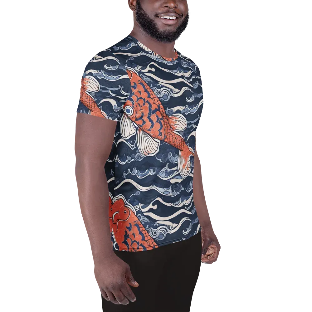Vermilion Tide on Men's Athletic T-Shirt — Right