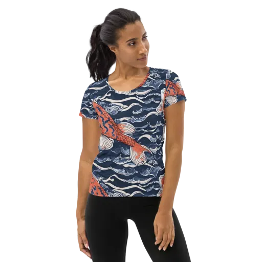 Vermilion Tide on a Women's Athletic T-Shirt