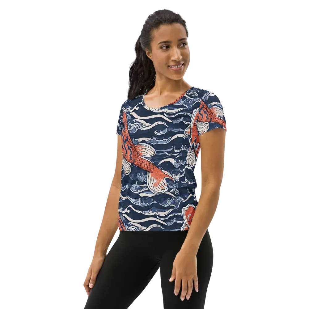 Vermilion Tide on Women's Athletic T-Shirt — Left