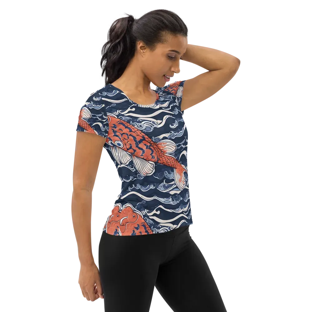 Vermilion Tide on Women's Athletic T-Shirt — Right
