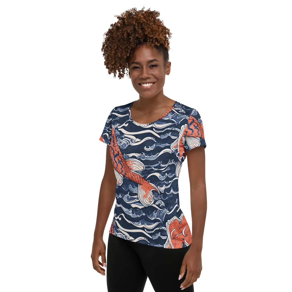 Vermilion Tide on Women's Athletic T-Shirt — Left