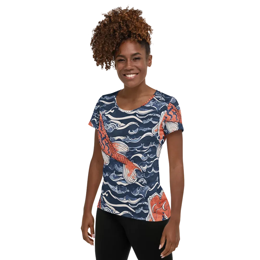 Vermilion Tide on Women's Athletic T-Shirt — Left