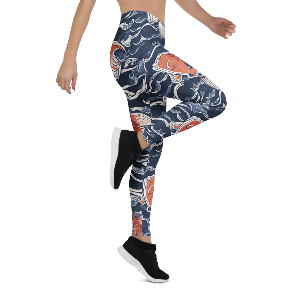 Vermilion Tide on Leggings — Right