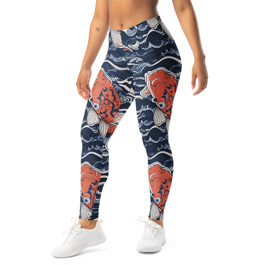 Vermilion Tide on Leggings — Left Front