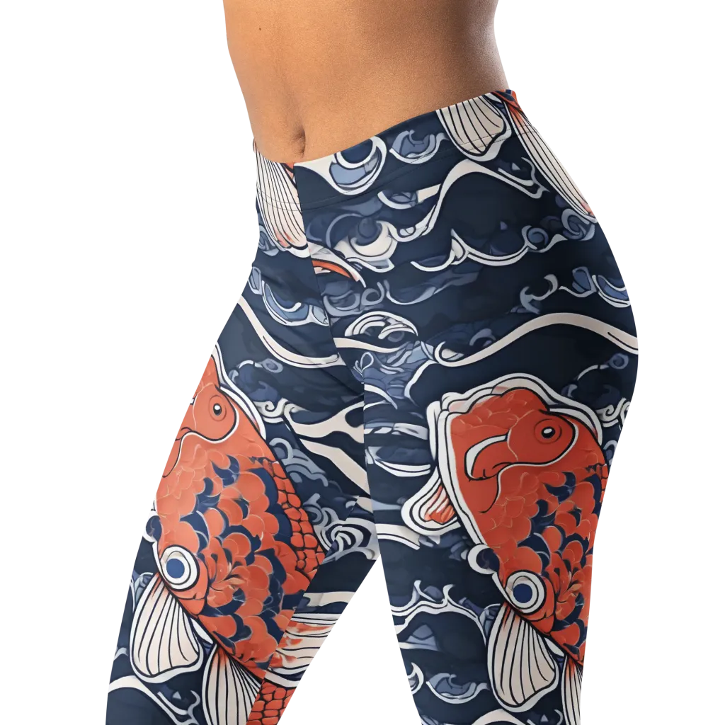 Vermilion Tide on Leggings — Left Front