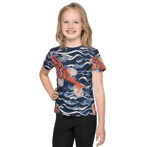 Vermilion Tide on a Kids Crew Neck T-Shirt