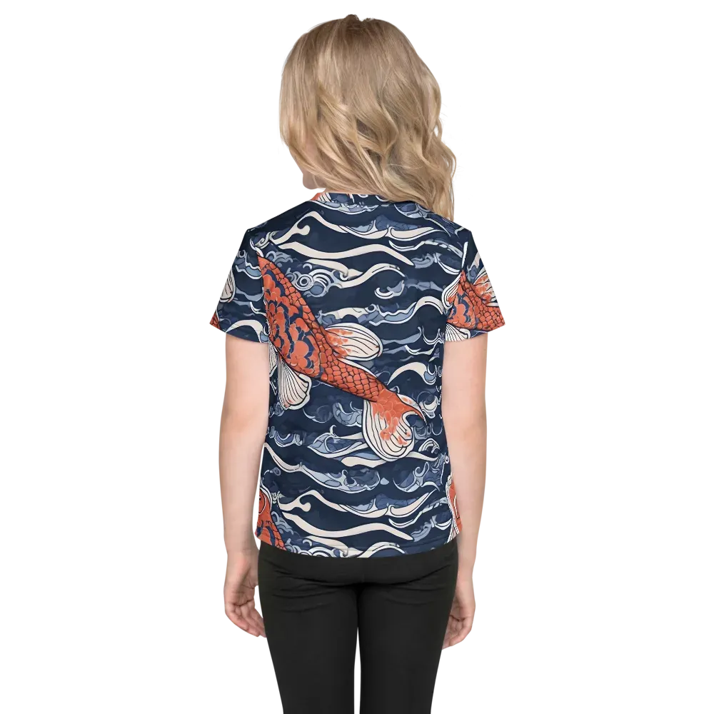 Vermilion Tide on Kids Crew Neck T-Shirt — Back